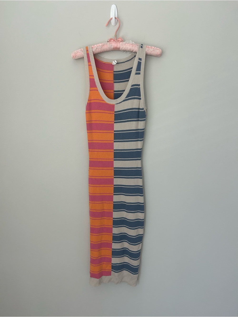Striped Colorblock Knit Tank Dress